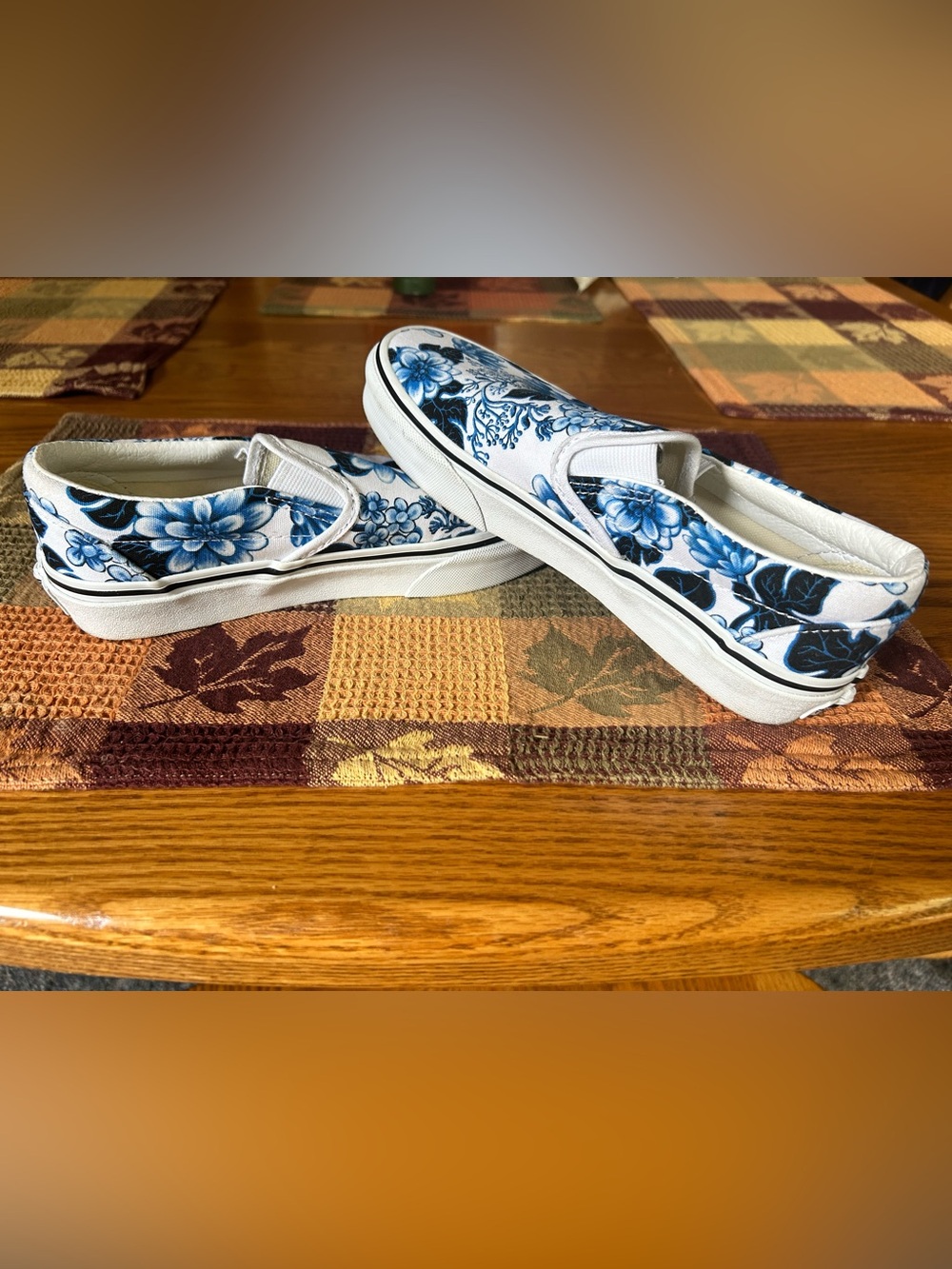 Vans Off The Wall Floral Blue Canvas Shoes - Size 5